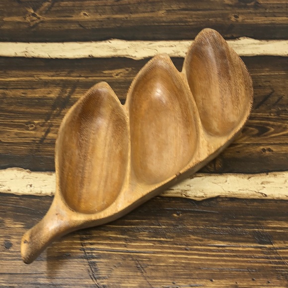 Vintage Other - Monkey Pod Wooden Carved Trinket Dish